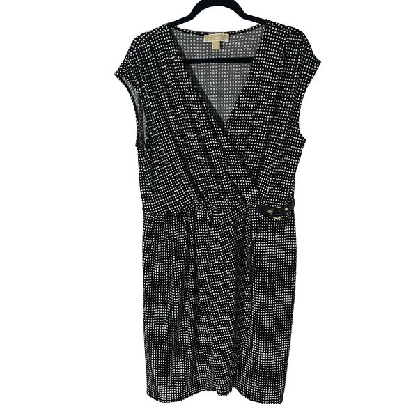 Michael by Michael Kors Black White Print Wrap Dress XL (Plus Size) - Picture 1 of 8